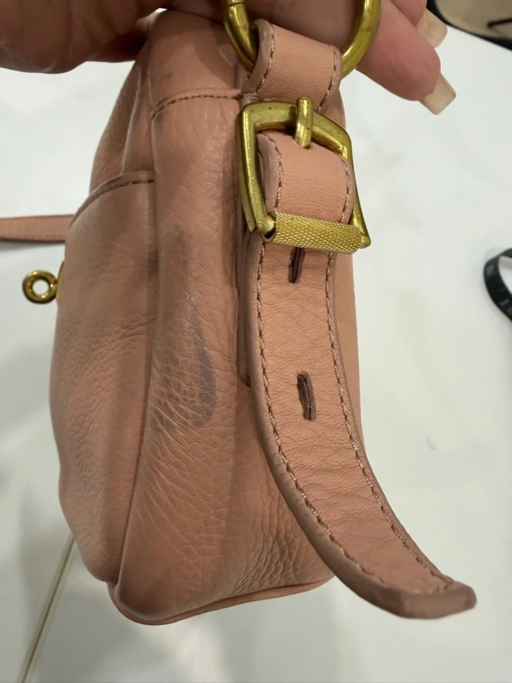 J.Crew Blush Pink Pebbled Leather Camera Crossbody Bag